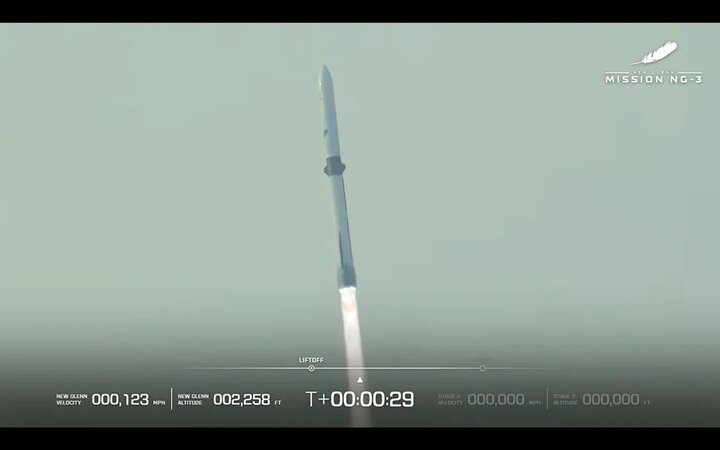 پرتاب موشک «نیوگلن» با یک دستاورد جدید و یک شکست انجام شد