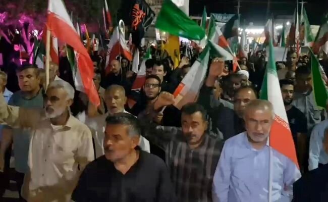 راهپیمایی شبانه مردم آب‌پخش
