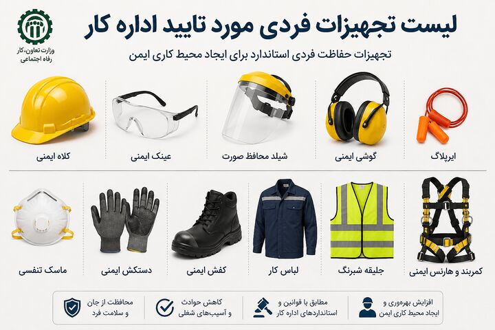 لیست تجهیزات حفاظت فردی مورد تایید اداره کار؛ راهنمای کامل انتخاب تجهیزات حفاظت فردی استان لیست تجهیزات حفاظت فردی مورد تایید اداره کار؛ راهنمای کامل انتخاب تجهیزات حفاظت فردی استان